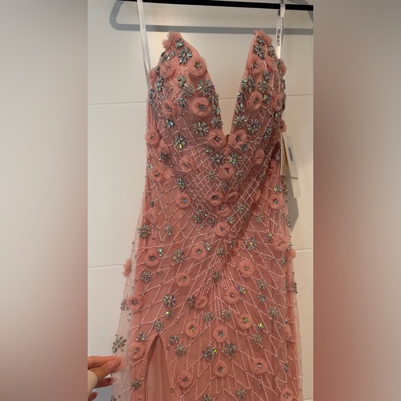 Portia and Scarlett PS26176 - Floral Embellished Plunging V-Neck Dress - Picture 5 of 9